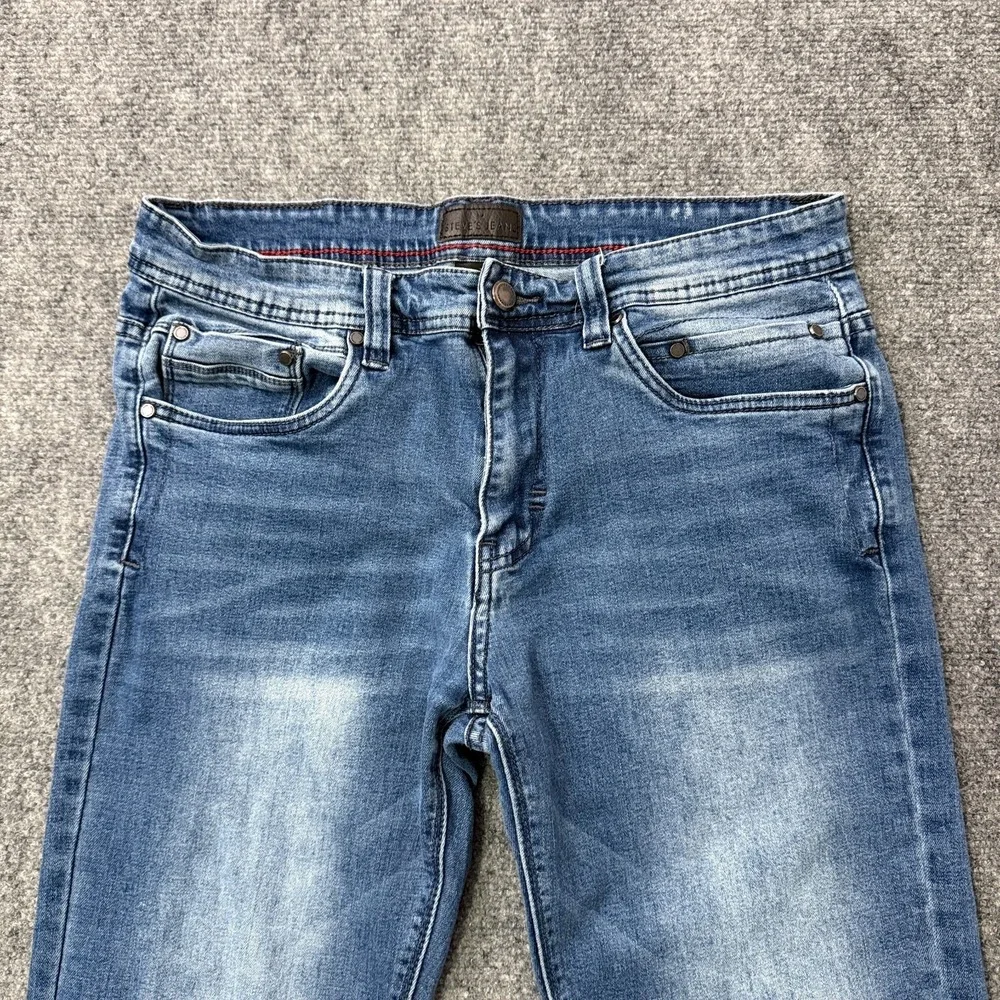 Steve's Jeans Mens 32x32 Medium Wash Straight Leg Stretch Denim Faded Whiskered